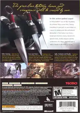 Ninja Gaiden 2 (USA) box cover back